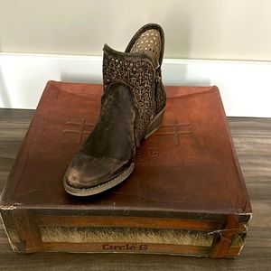 Brand new distressed brown leather booties